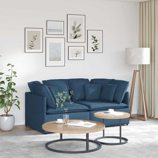 Modulares Sofa mit Kissen Stoff Blau