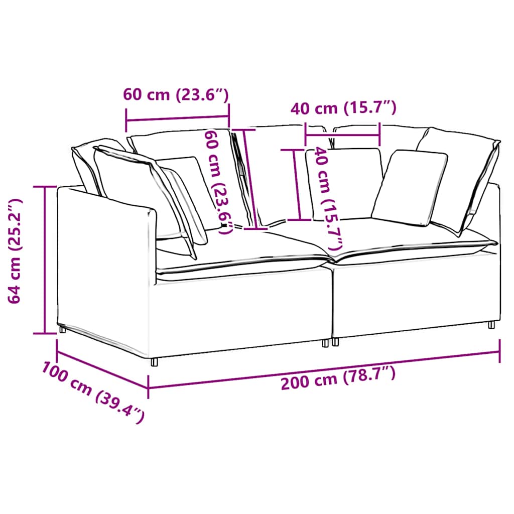 Modulares Sofa mit Kissen Stoff Wolkengrau