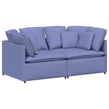 Modulares Sofa mit Kissen Stoff Jeansblau