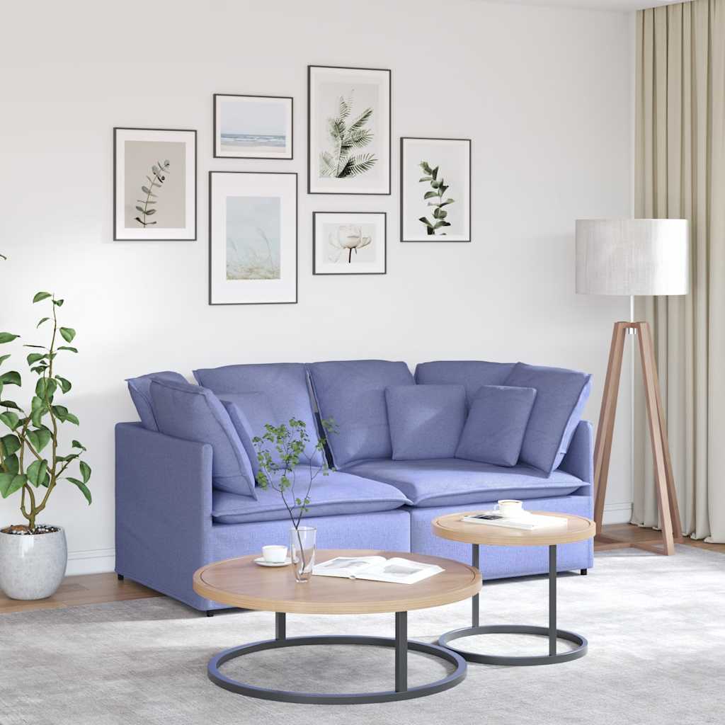 Modulares Sofa mit Kissen Stoff Jeansblau