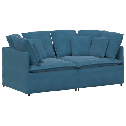 Modulares Sofa mit Kissen Samt Blau