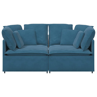Modulares Sofa mit Kissen Samt Blau