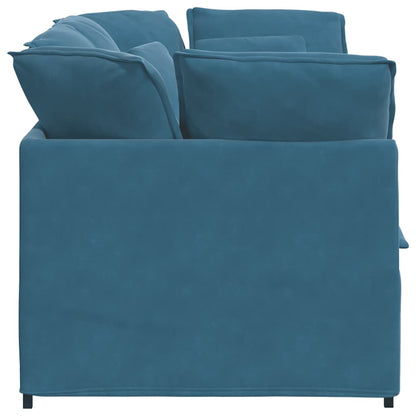 Modulares Sofa mit Kissen Samt Blau