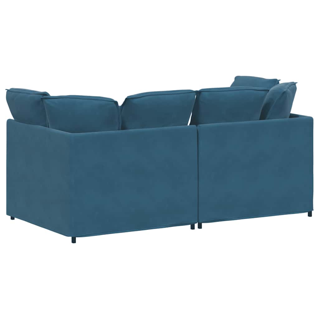 Modulares Sofa mit Kissen Samt Blau