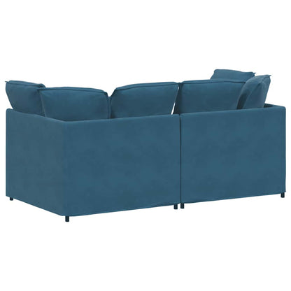 Modulares Sofa mit Kissen Samt Blau