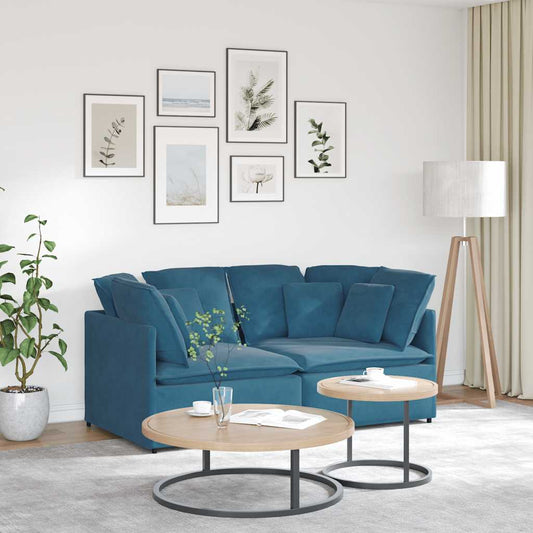 Modulares Sofa mit Kissen Samt Blau
