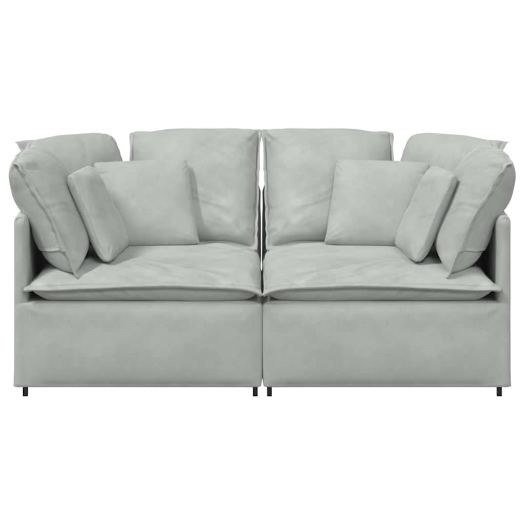 Modulares Sofa mit Kissen Samt Hellgrau