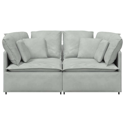Modulares Sofa mit Kissen Samt Hellgrau