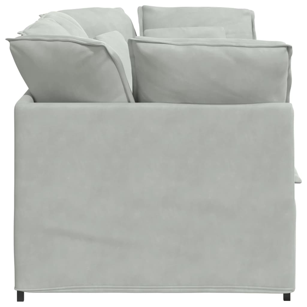 Modulares Sofa mit Kissen Samt Hellgrau