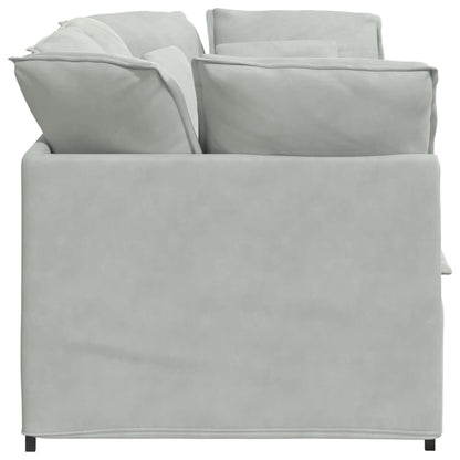 Modulares Sofa mit Kissen Samt Hellgrau