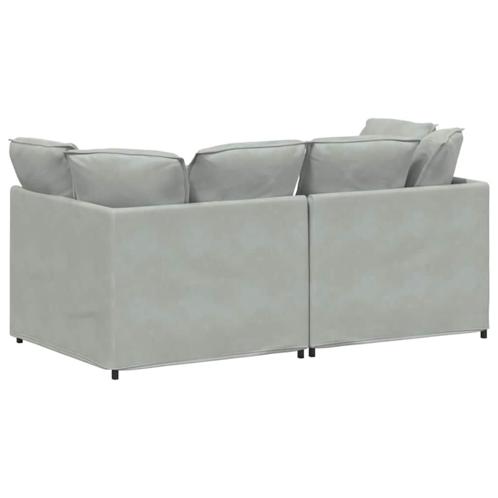 Modulares Sofa mit Kissen Samt Hellgrau