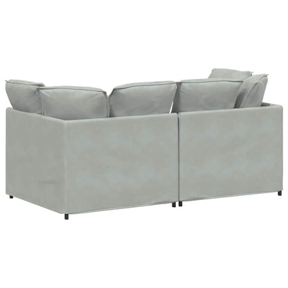 Modulares Sofa mit Kissen Samt Hellgrau
