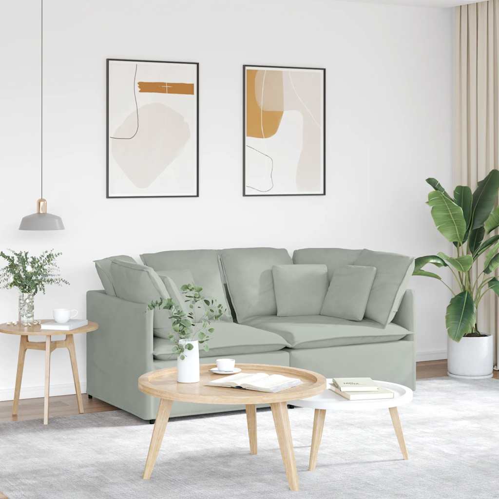 Modulares Sofa mit Kissen Samt Hellgrau