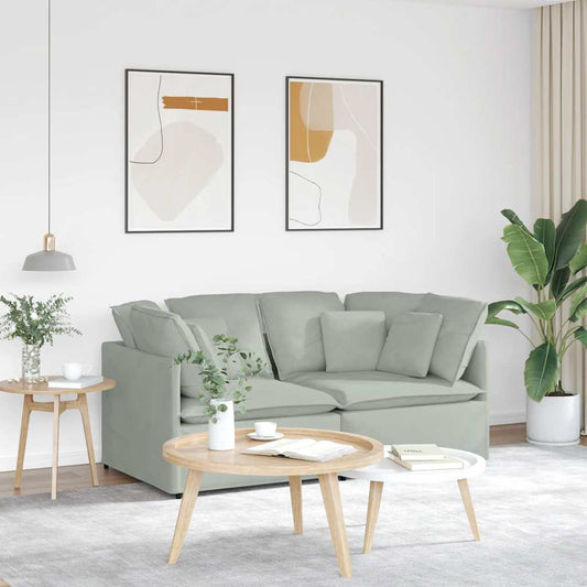 Modulares Sofa mit Kissen Samt Hellgrau
