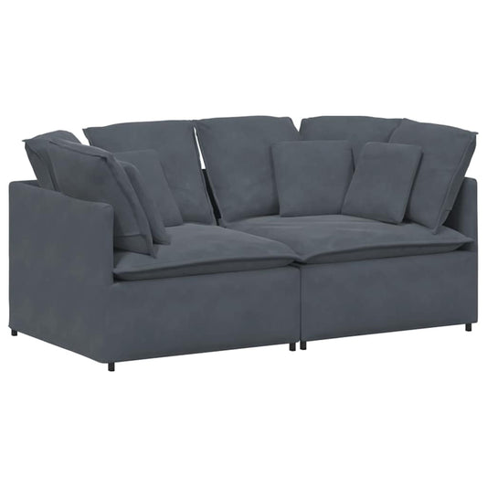 Modulares Sofa mit Kissen Samt Dunkelgrau