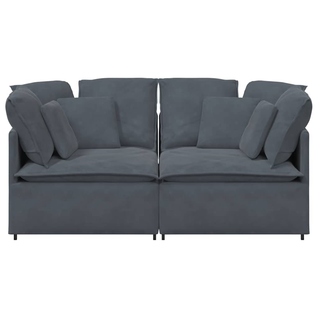 Modulares Sofa mit Kissen Samt Dunkelgrau