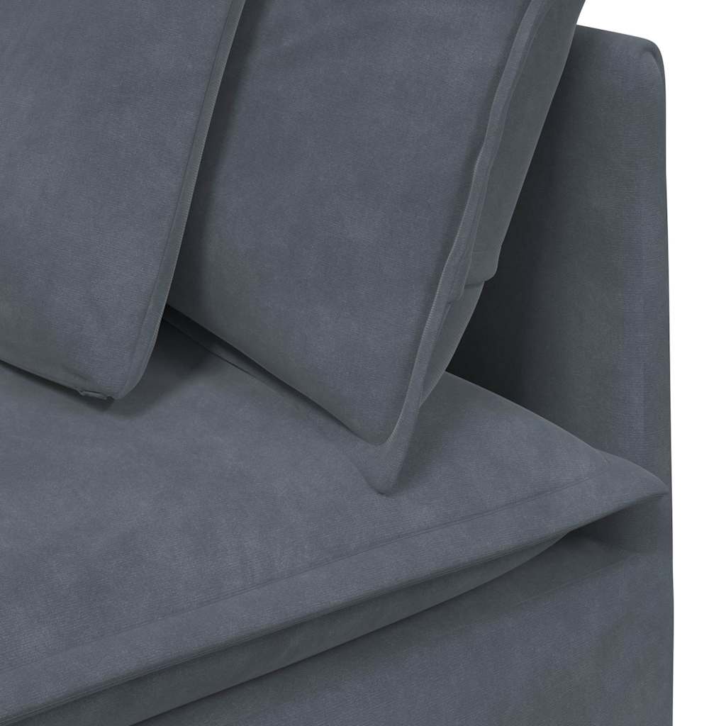 Modulares Sofa mit Kissen Samt Dunkelgrau
