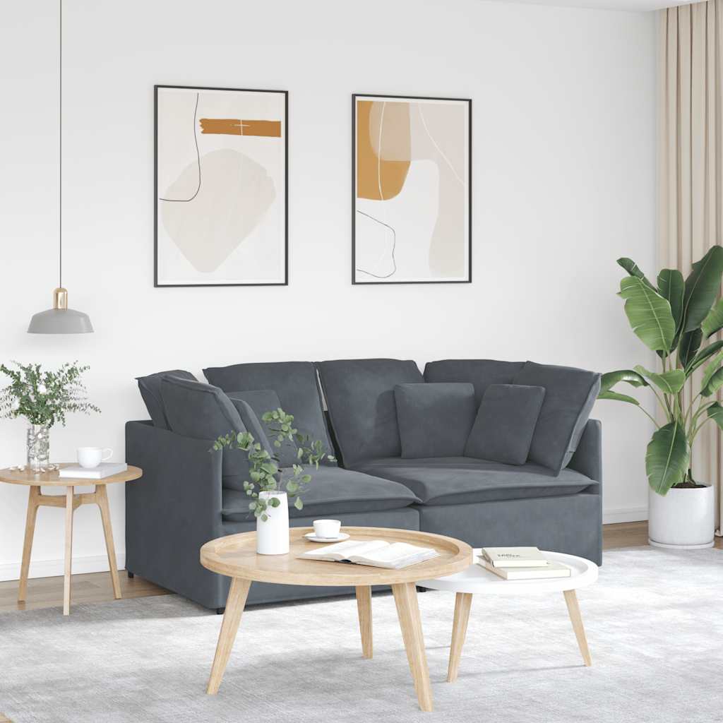 Modulares Sofa mit Kissen Samt Dunkelgrau