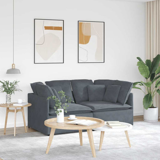 Modulares Sofa mit Kissen Samt Dunkelgrau