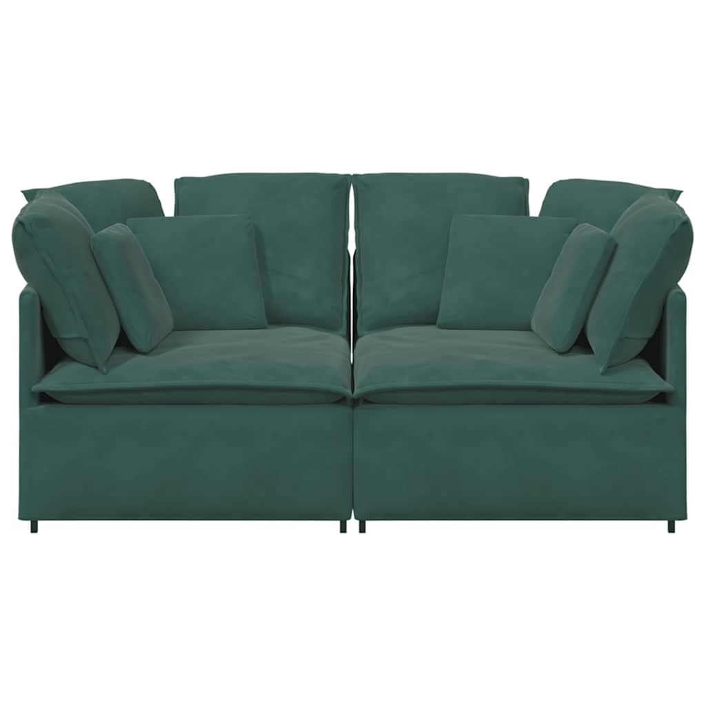 Modulares Sofa mit Kissen Samt Dunkelgrün