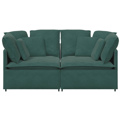 Modulares Sofa mit Kissen Samt Dunkelgrün