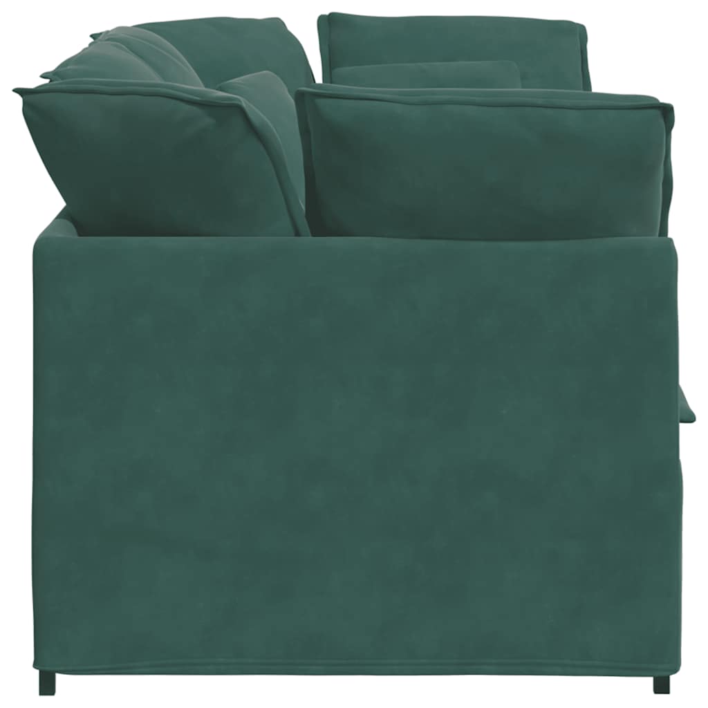Modulares Sofa mit Kissen Samt Dunkelgrün