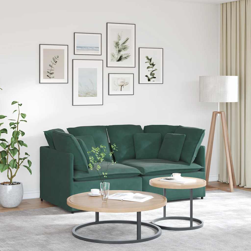 Modulares Sofa mit Kissen Samt Dunkelgrün