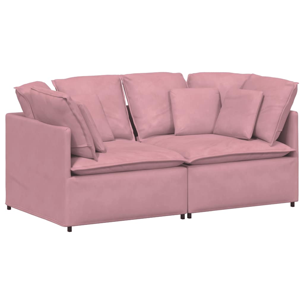 Modulares Sofa mit Kissen Samt Rosa