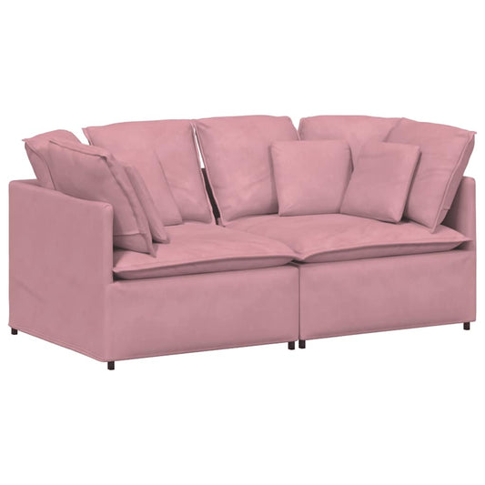 Modulares Sofa mit Kissen Samt Rosa