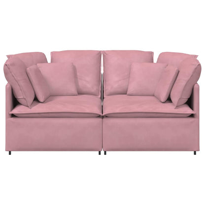Modulares Sofa mit Kissen Samt Rosa