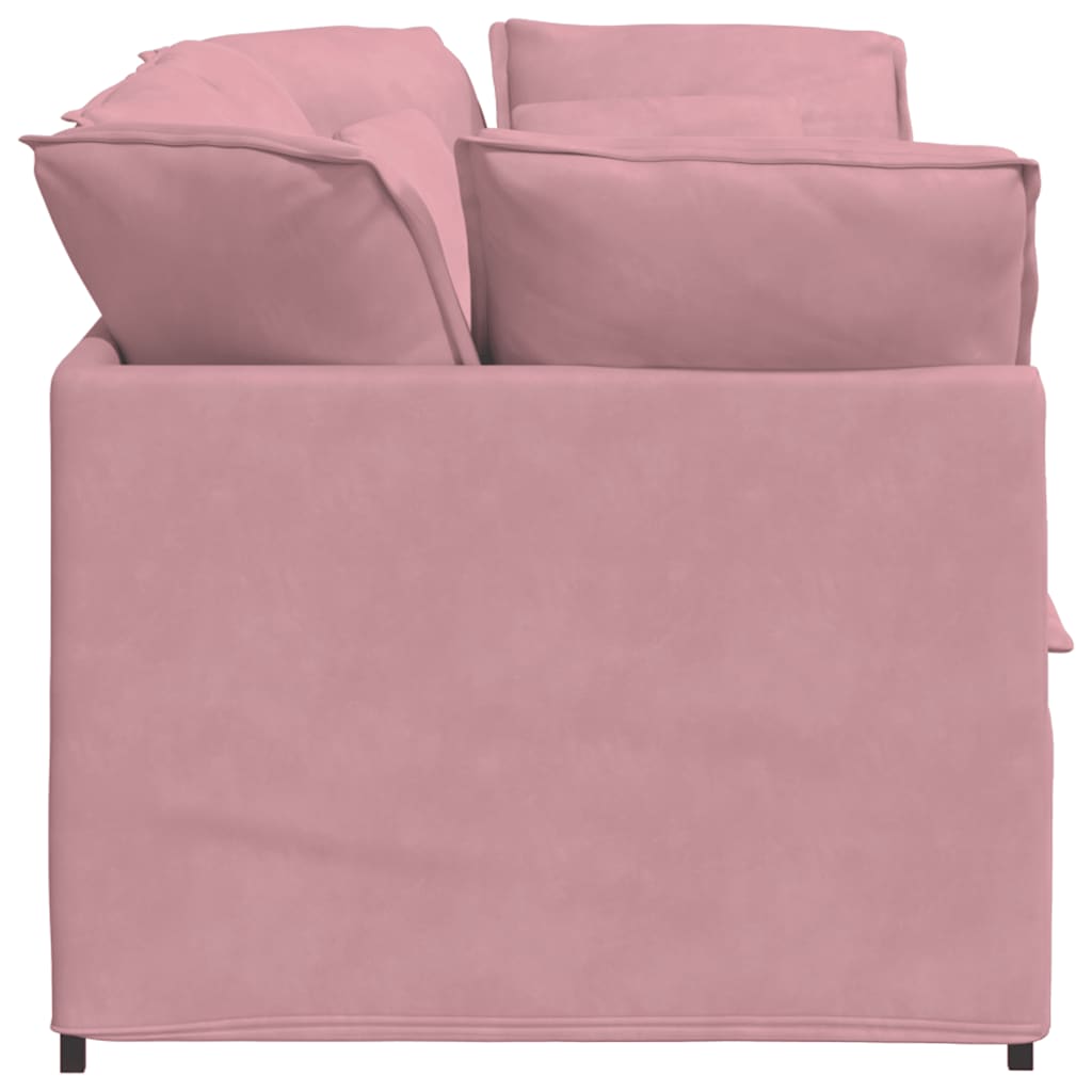 Modulares Sofa mit Kissen Samt Rosa
