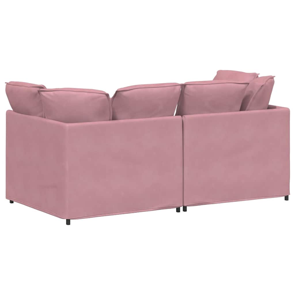 Modulares Sofa mit Kissen Samt Rosa