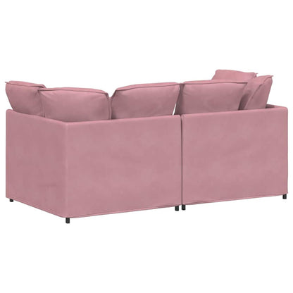 Modulares Sofa mit Kissen Samt Rosa
