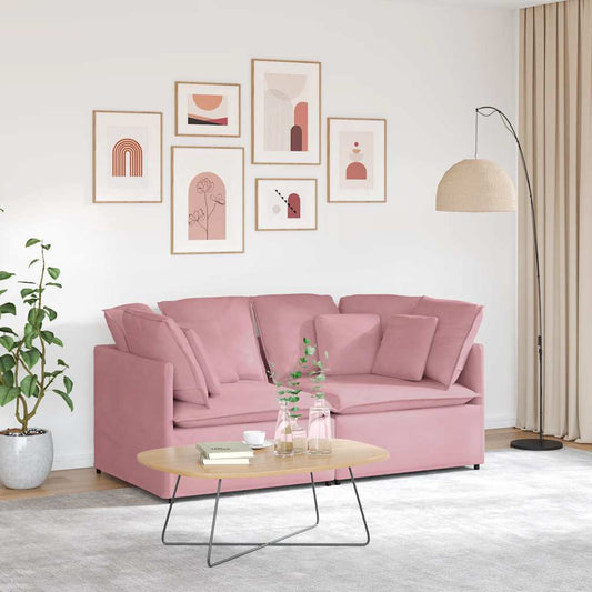 Modulares Sofa mit Kissen Samt Rosa