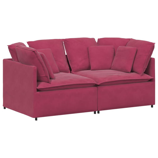 Modulares Sofa mit Kissen Samt Weinrot
