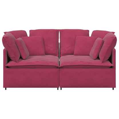 Modulares Sofa mit Kissen Samt Weinrot