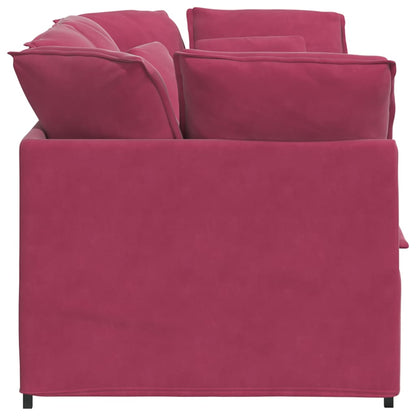 Modulares Sofa mit Kissen Samt Weinrot