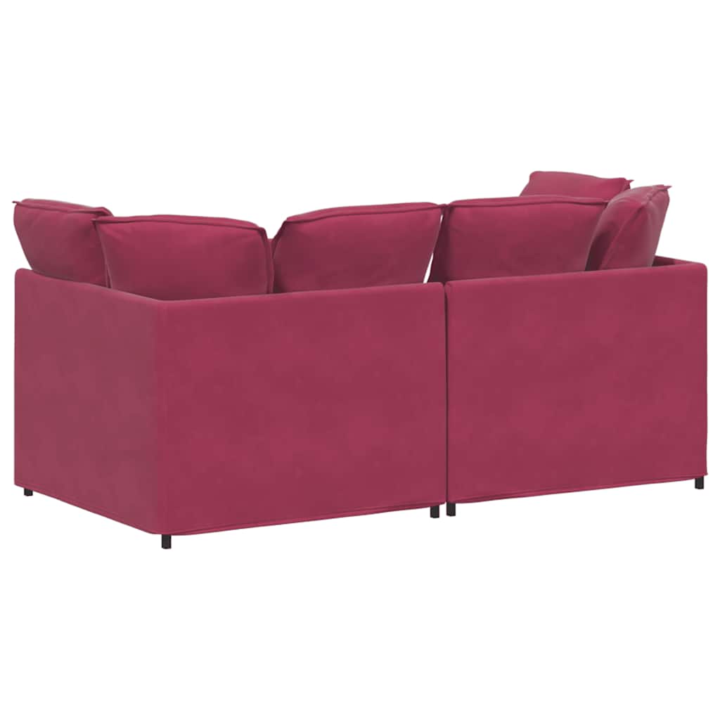 Modulares Sofa mit Kissen Samt Weinrot
