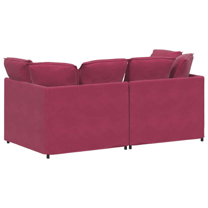 Modulares Sofa mit Kissen Samt Weinrot