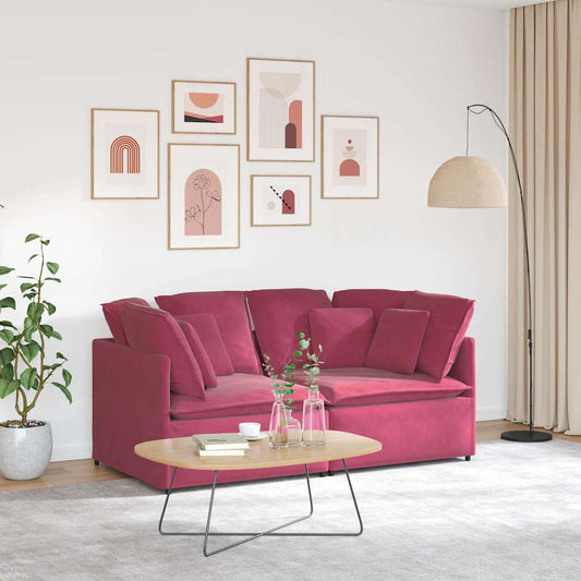 Modulares Sofa mit Kissen Samt Weinrot