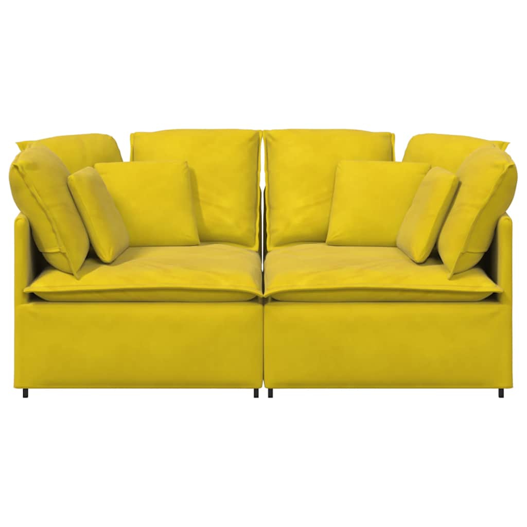 Modulares Sofa mit Kissen Samt Gelb