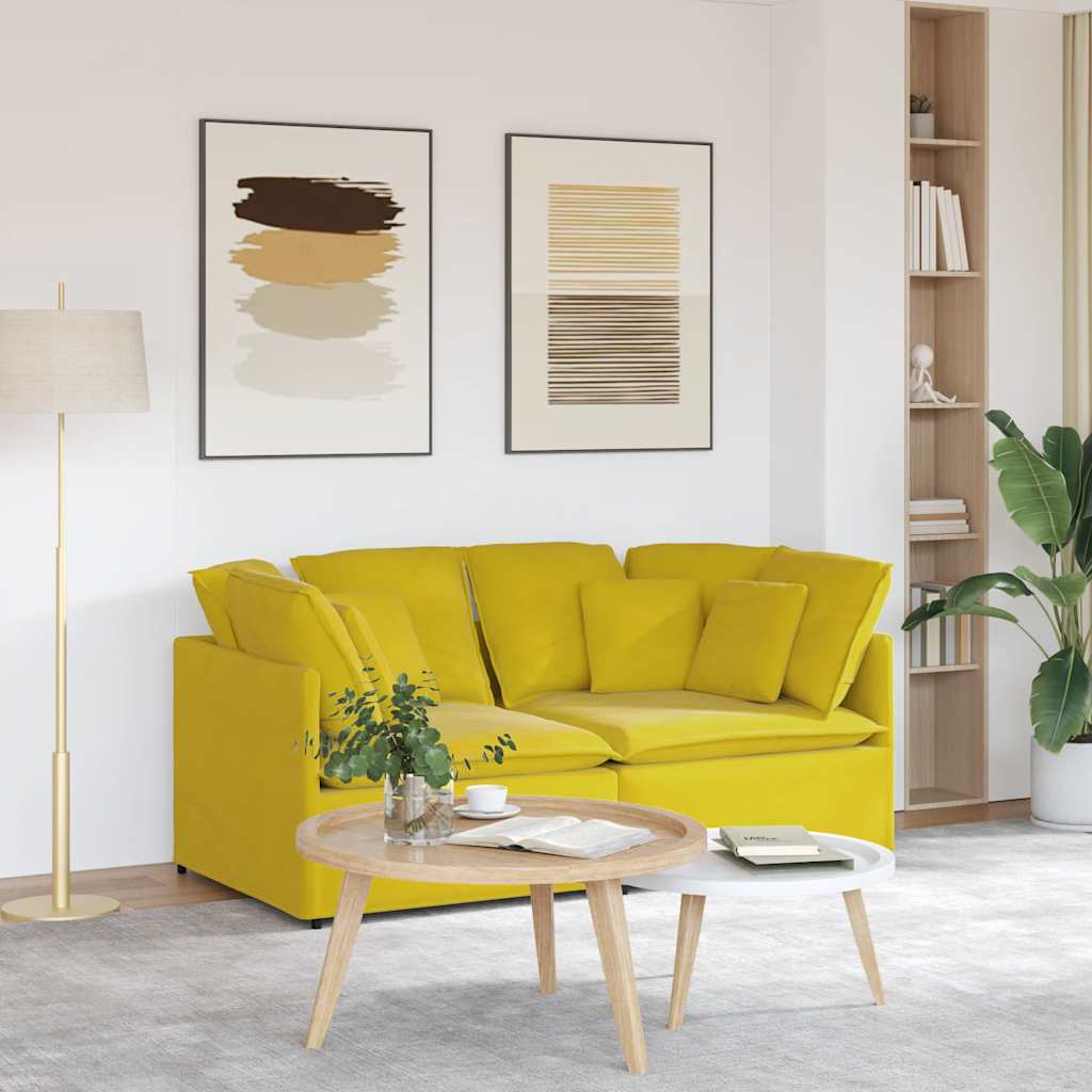 Modulares Sofa mit Kissen Samt Gelb
