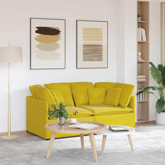 Modulares Sofa mit Kissen Samt Gelb