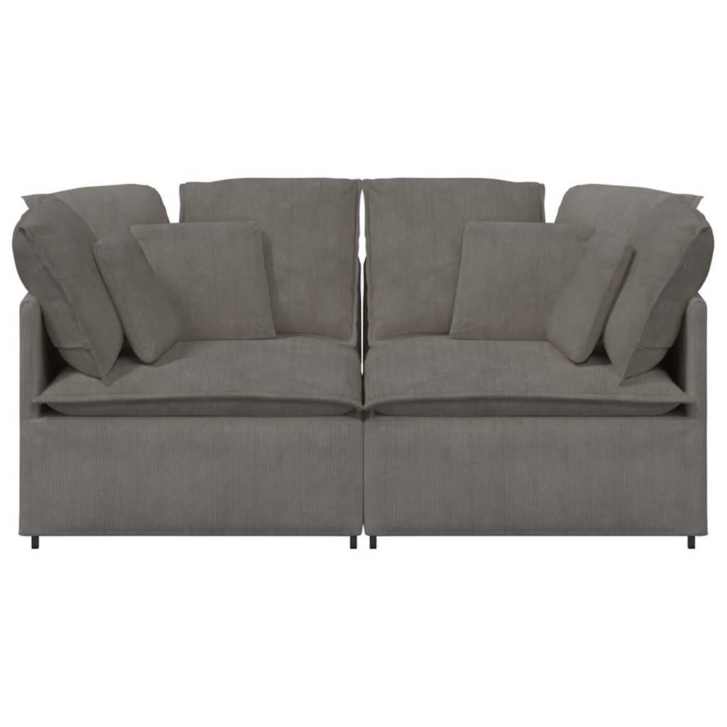 Modulares Sofa mit Kissen Cordstoff Hellgrau