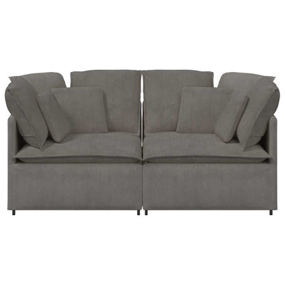 Modulares Sofa mit Kissen Cordstoff Hellgrau