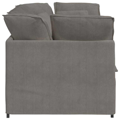 Modulares Sofa mit Kissen Cordstoff Hellgrau