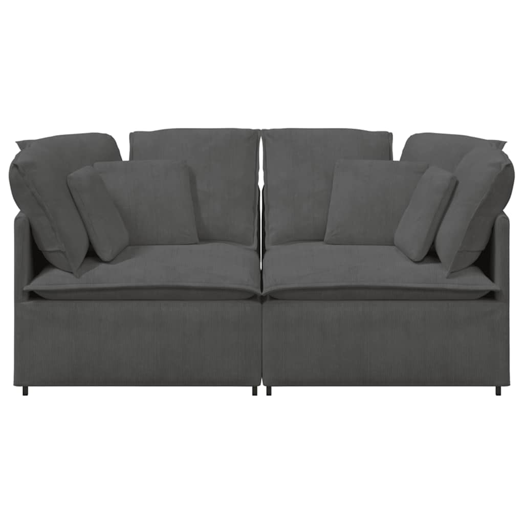 Modulares Sofa mit Kissen Cordstoff Dunkelgrau