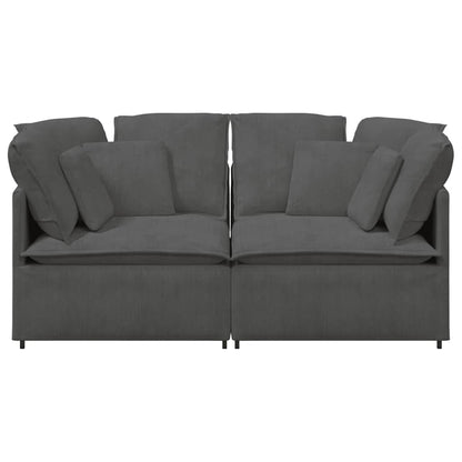 Modulares Sofa mit Kissen Cordstoff Dunkelgrau
