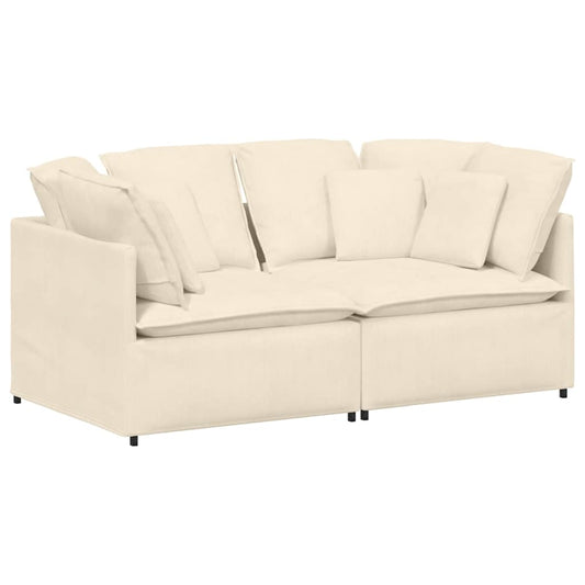 Modulares Sofa mit Kissen Cordstoff Creme