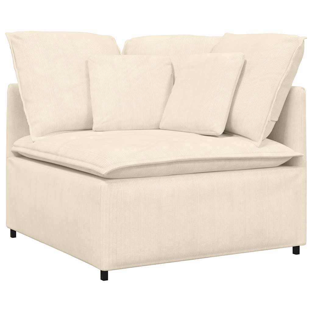 Modulares Sofa mit Kissen Cordstoff Creme